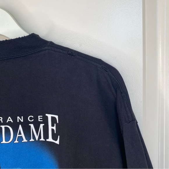 Balenciaga Paris Black Distressed Tee Size XS - Picture 8 of 11